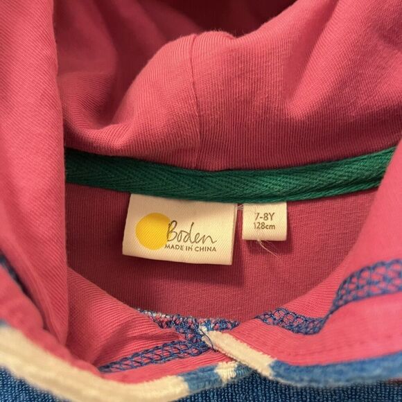 Mini Boden Rainbow Swim Dress Cover Up Towelling Terry Hooded Girls Size 7-8 - Picture 6 of 11